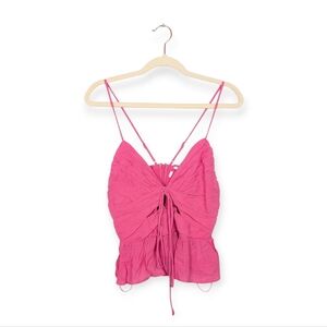 ASTR The Label Pink Minka Peplum Strappy Halter Top Size M